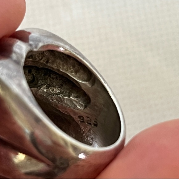 Vintage 925 Sterling Silver Chunky Heavy Wavy Ring Mexico - Picture 5 of 10